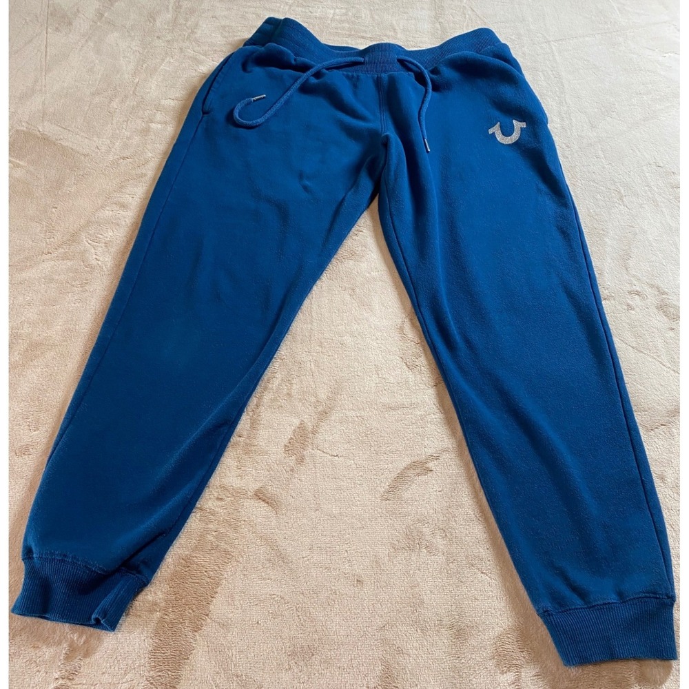 True Religion Womens HS CWP Jogger Teal Blue Horseshoe Sweatpants Medium